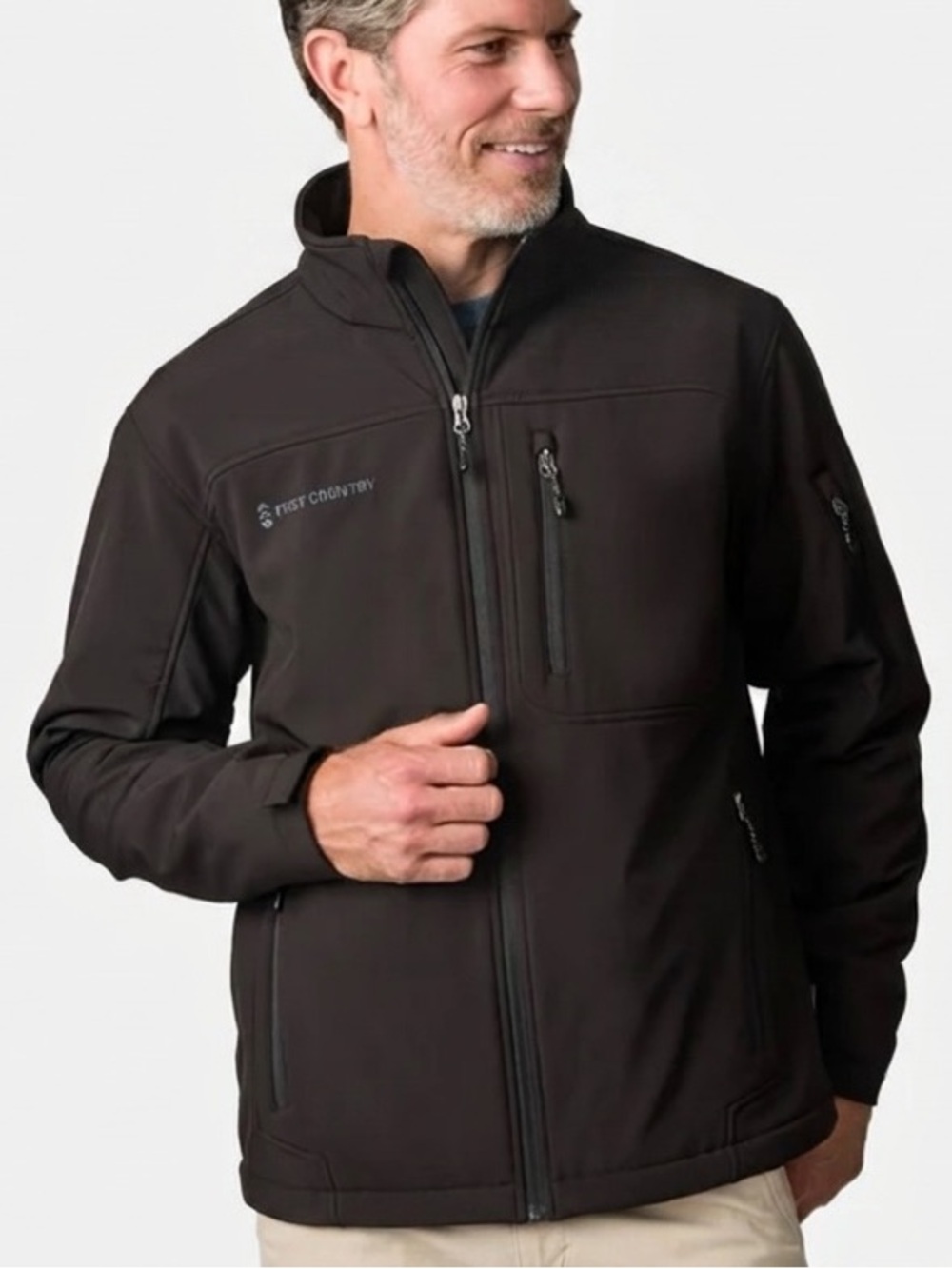 EUC Free Country Men's Black Softshell Jacket XL Full Zip Outdoor Hiking